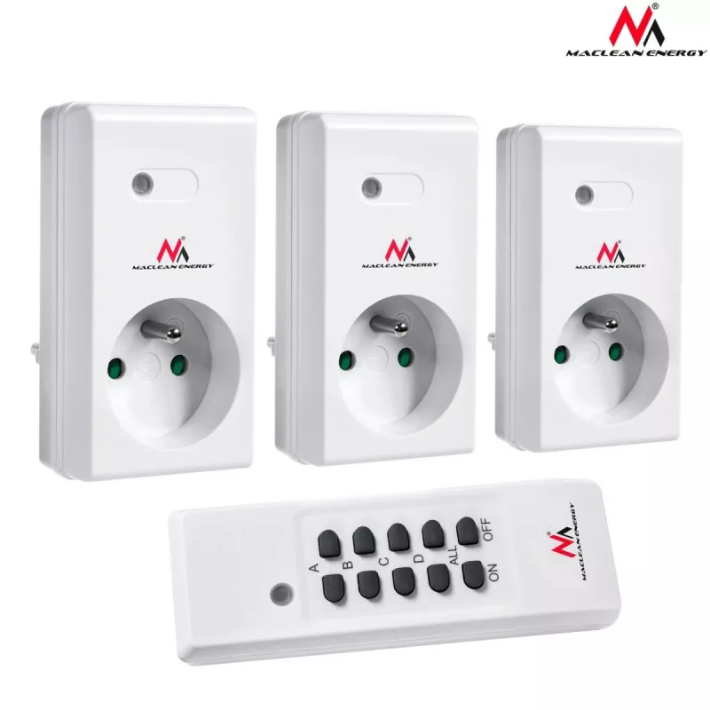 Maclean Energy MCE153 nuotolinio valdymo kištukiniai lizdai 3 vnt. - programuojami + nuotolinio valdymo pultelis