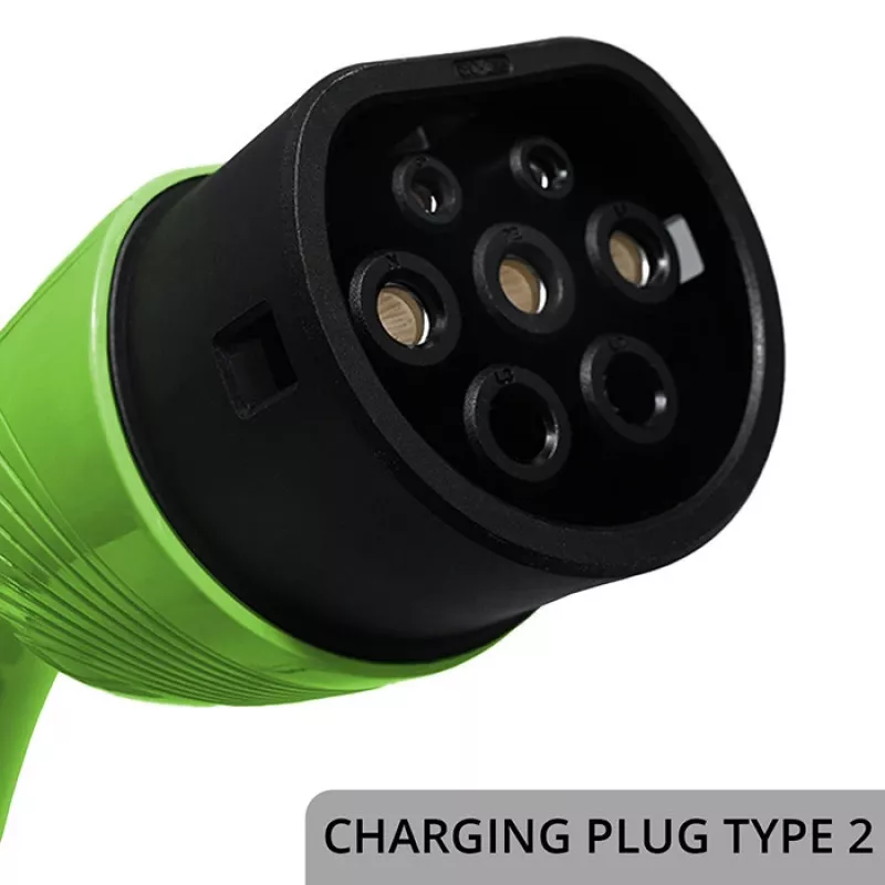 QOLTEC Mobile EV 2in1 Type2 11 kW 400 V Wi-Fi TUYA SMART LIFE LCD nešiojama sieninė dėžutė su 5 m laidu