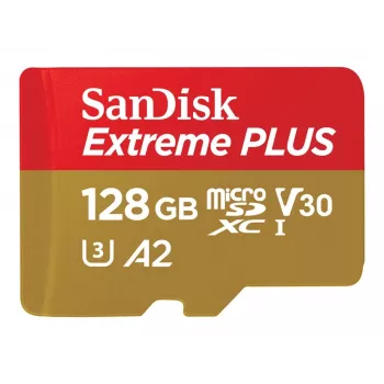 Western Digital Extreme Plus microSDXC 128GB + SD adapteris 200MB/s 90MB/s A2 C10 V3 (SDSQXBD-128G-GN6MA)