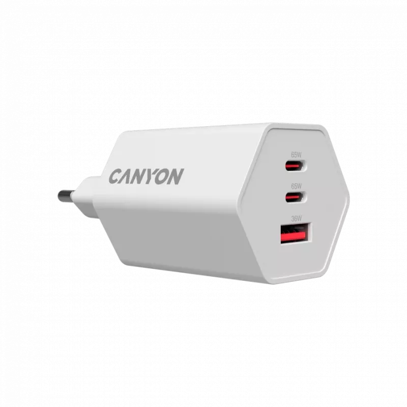 CANYON HEXAGON 65 GaN 65W 2xPD 1xQC EU Baltas CND-CHAHEX65W