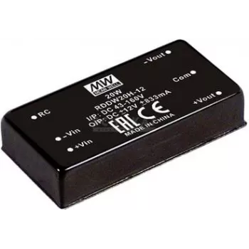 Maitinimo keitiklis MEAN WELL RDDW20F-05, 20 W, ±5 V, ±2 A, geležinkelio, 50.8 mm gylis, 35 g