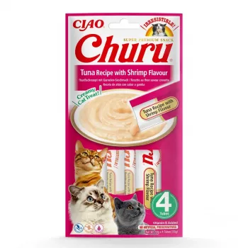 INABA Churu skonis su tunu ir krevetėmis - skanėstai katėms - 4x14 g