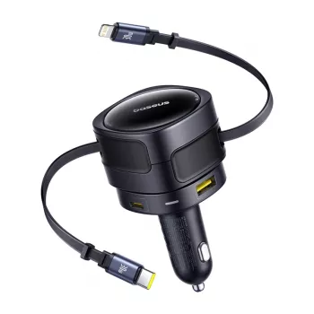 Automobilinis kroviklis Baseus Enjoyment Max 90W su USB-C, Lightning ir USB-A prievadais