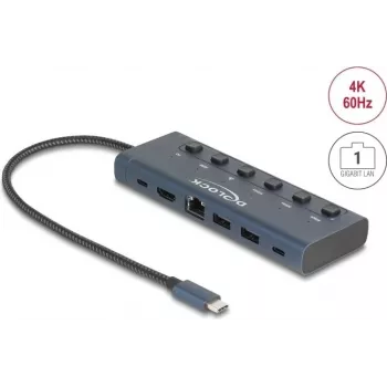 DeLOCK 92000 USB-C centrinė stotelė 5000 Mbit/s HDMI RJ-45 USB 3.2