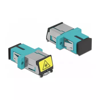 Optiminis skaidulų movos jungtis DeLOCK 86890 SC Simplex moteriška į SC Simplex moteriška, daugiamodė, aqua