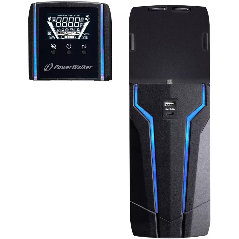 PowerWalker VI 1000 GXB - nepertraukiamo maitinimo šaltinis (UPS) - AC 162 - 290 V - 600 W - 1000 VA - 9 A - USB - 4 išvesties lizdai