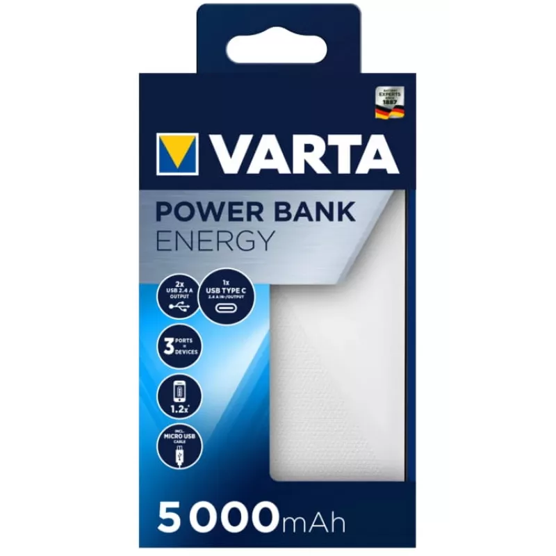 Nešiojamas įkroviklis Varta Energy 5000, 5000 mAh