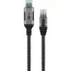 Etherneto kabelis USB-A 3.2 Gen1 kištukas > RJ-45 kištukas, LAN adapteris juodas/sidabrinis, 2 m, pintas tekstilinis apvalkalas