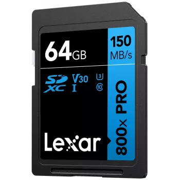 „Lexar 800xPRO 64 GB SDXC UHS-I“ atminties kortelė – 150 MB/s, U3, V30, 10 klasė
