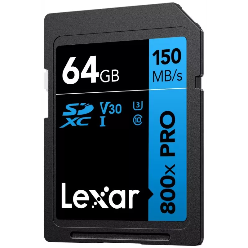 „Lexar 800xPRO 64 GB SDXC UHS-I“ atminties kortelė – 150 MB/s, U3, V30, 10 klasė
