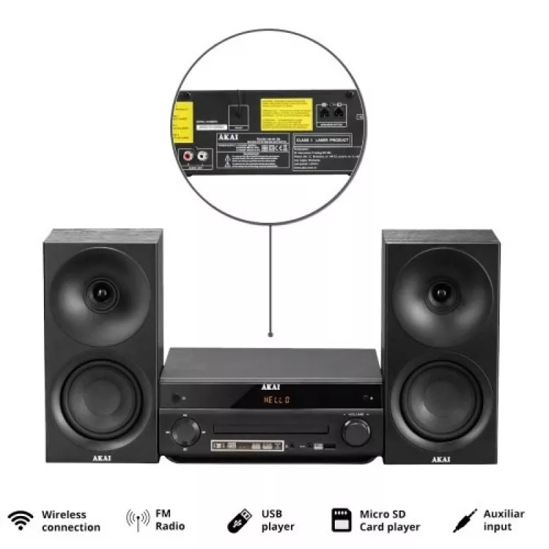 Garso sistema AKAI AM-301 BK muzikos centras – kompaktiškas namų garso įrenginys