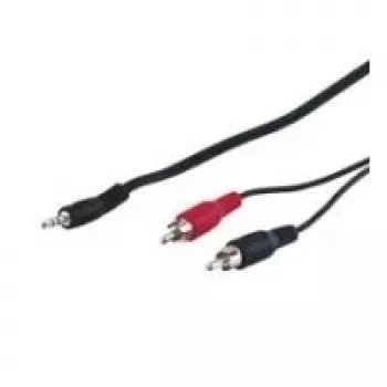 Wentronic Goobay 3,5 mm lizdo / RCA adapterio laidas, juodas, 15 m - 3,5 mm kištukas (3 kontaktai, stereo) > 2x RCA kištukas (garsas kairė/dešinė) (50780)