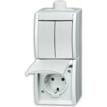 BUSCH JAEGER 2601/5/20EW-54-503 - Kištukinis lizdas CEE 7/3 - 2P+E - Baltas - IP44 - 250 V - 16 A
