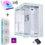 Lian Li O11 Dynamic EVO RGB PC korpuso rinkinys + HydroShift II LCD-S 360TL AiO + 6x UNI FAN SL-INF 120 Reverse Blade ventiliatoriai - Balta