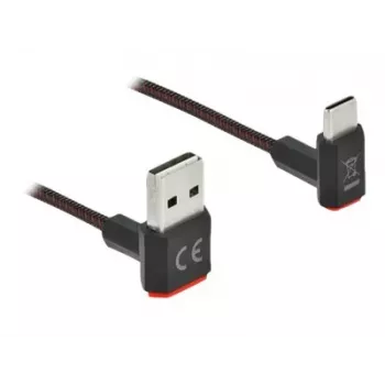 USB kabelis DeLOCK EASY-USB 2.0 Type-A kištukas į Type-C kištuką kampuotas 0,5 m juodas