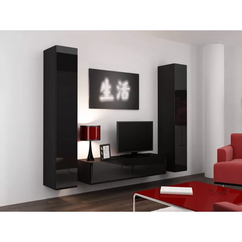 Cama TV stovas VIGO 140 30/140/40 juodas/juodas blizgus