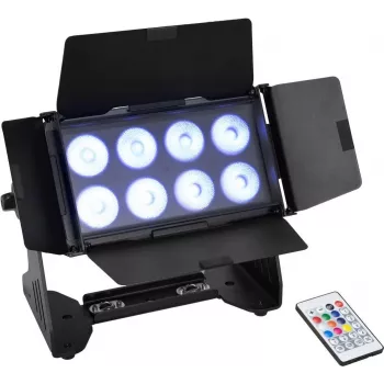 LED užpildymo šviestuvas EUROLITE Multiflood AKKU 41606258 8x10W RGBW CRMX, maitinamas baterija