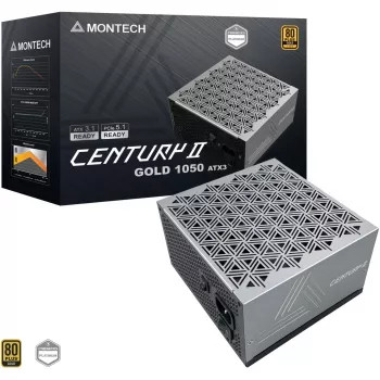 MONTECH CENTURY II 1050W ATX 3.1 maitinimo blokas, pilnai modulinis, 80 PLUS Gold, sidabrinis