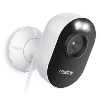IP apsaugos kameros Reolink Lumus E450 — 8MP (3840×2160), Wi‑Fi, integruotas prožektorius, PoE galimybė, 2,8 mm objektyvas, microSD iki 512 GB, IP65
