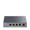 Cudy GS1005P tinklo jungiklis – 5 prievadų Gigabit Ethernet su 4 PoE prievadais, 60 W, metalinis korpusas, montuojamas į stelažą