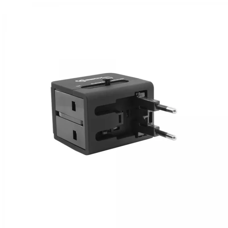 Kelioninis adapteris SBOX TA-23 su dvigubu USB įkrovikliu ir universalia kištukų sistema