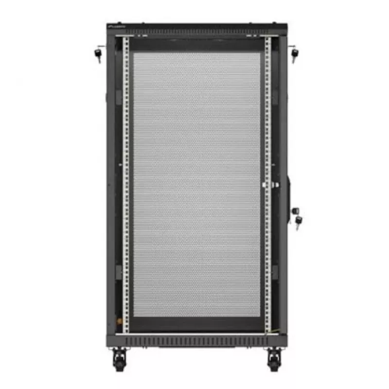 19 colių stelažo spinta LANBERG FF01-6022-23B, 22U, 600×1000 mm, juoda, perforuotos durelės