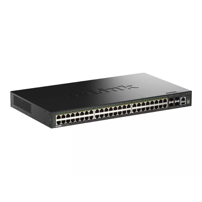 D-Link 52 prievadų „Gigabit“ sukraunamas „PoE+“ valdomas jungiklis su 4 x 10G SFP+ prievadais