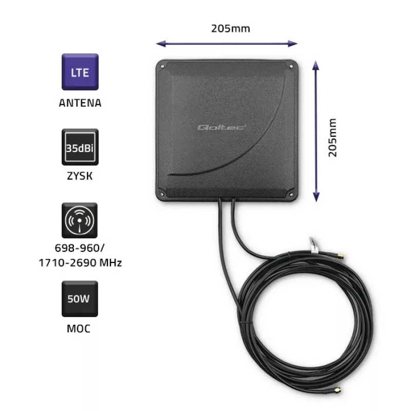 Išorinė 4G LTE Dual MIMO antena QOLTEC 57041 35 dBi 50 W