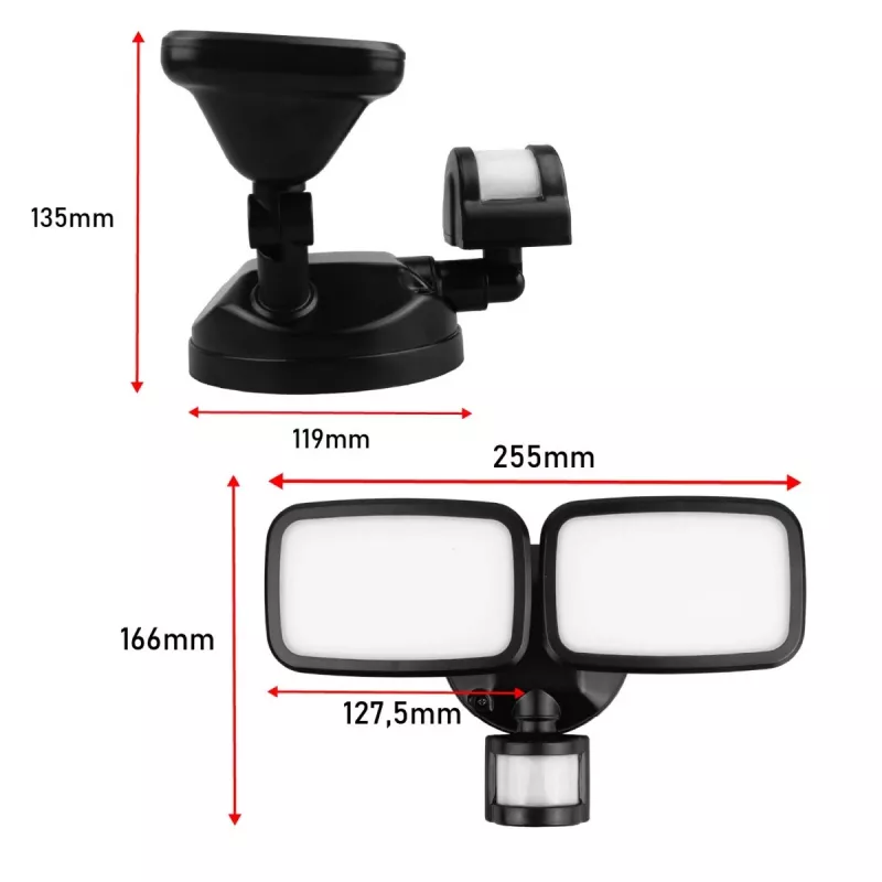 LED sieninis šviestuvas MACLEAN MCE524 su PIR judesio davikliu, modelis MCE524 B