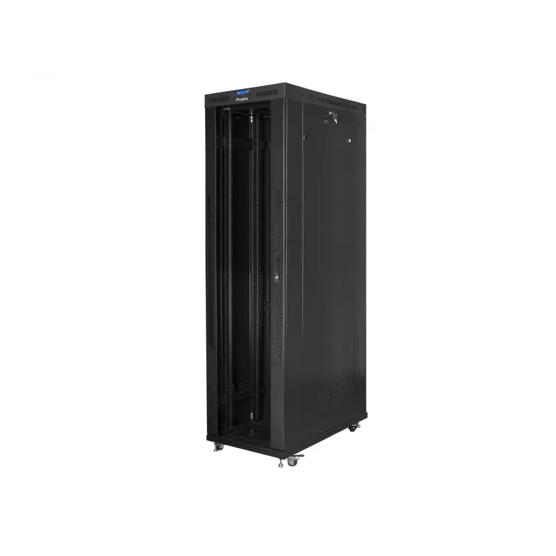 19 colių stelažinis kabinetas LANBERG FF01-8247-12BL, 47U, 800x1200 mm, stiklinės durelės