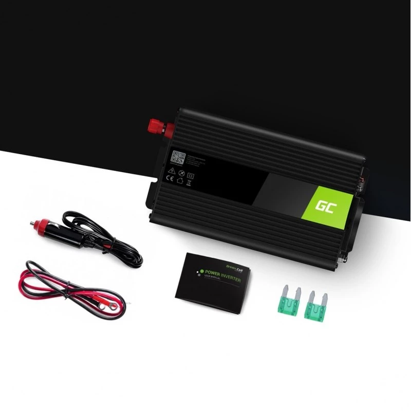 Automobilinis keitiklis Green Cell INV01DE 300W DC-AC, 12V į 230V, 1×USB, LED, aktyvus aušinimas