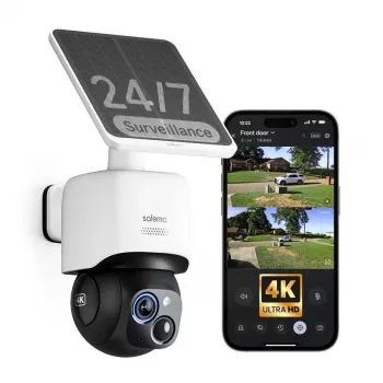 Safemo ST1 SolarCam 4K UHD vaizdo kamera, 8x priartinimas, 132° žiūrėjimo kampas, naktinis matymas, Wi-Fi 2,4 GHz, 3W saulės, balta
