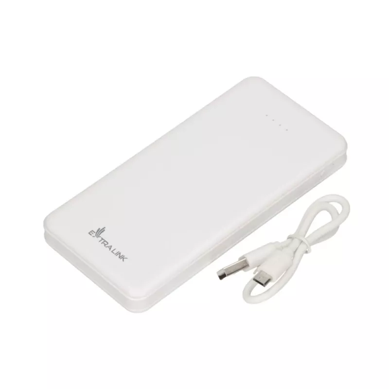 Powerbankas Extralink EPB-078W 10000 mAh Baltas, USB-C, 10 W išėjimas, įkrauna iki 2 įrenginių