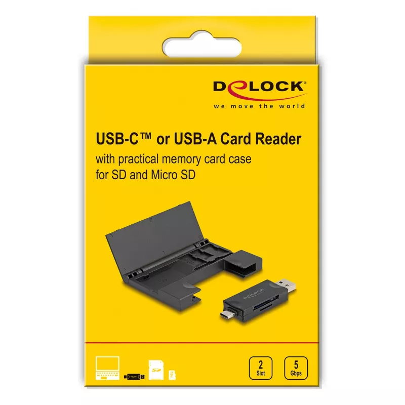 Card Reader DeLOCK 91014 USB 3.2 Gen 1 Type-A / Type-C Juoda MicroSD SD