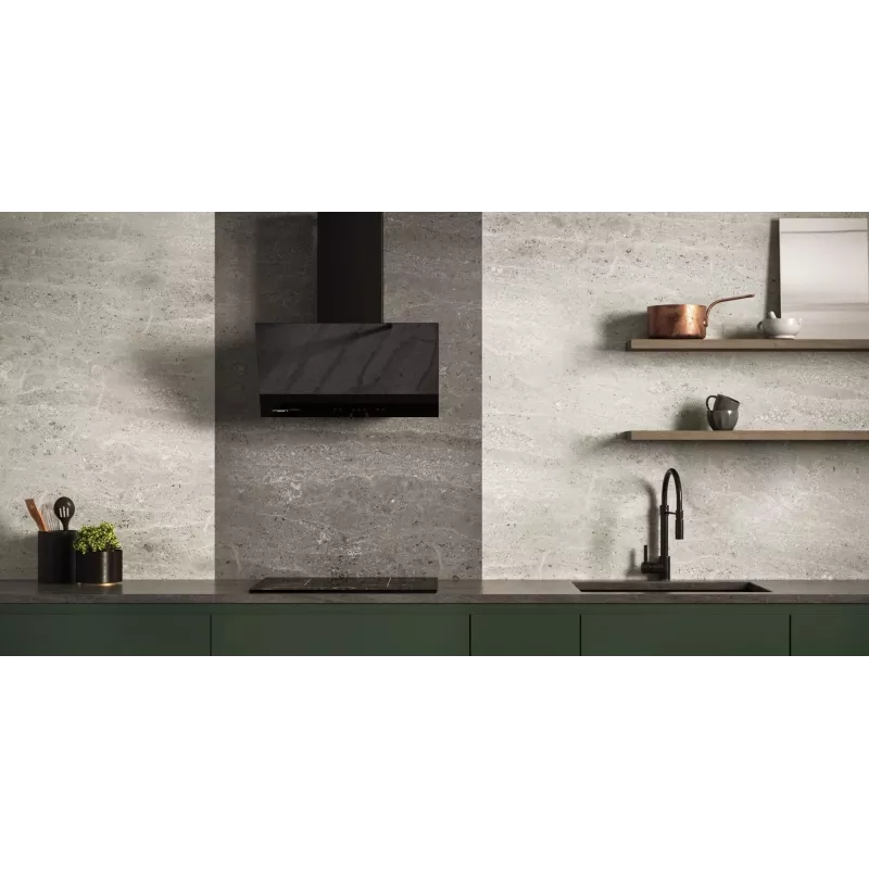 Sieninis kamininis gartraukis MAAN Vertical Glass 60 Black, stiklas/plienas, 595 mm, 135–320 m³/h, elektroninis valdymas