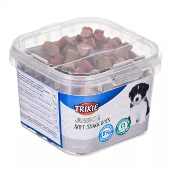 Šunų dresūros skanėstai Trixie Junior Dots 140 g – minkšti lašišos skonio užkandžiai šuniukams