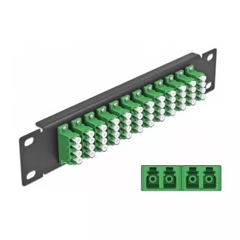 Optiminis skirstomasis skydas DeLOCK 10 colių 12 prievadų LC Quad žalias 1U juodas