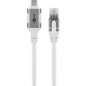 Tinklo kabelis Goobay 74180 USB C RJ-45 Cat6 10 m Baltas