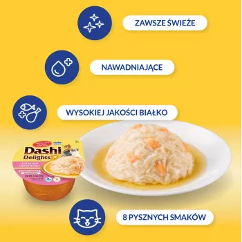 Šlapi skanėstai katėms INABA Dashi Delights Vištiena su Lašiša sultinyje 70 g