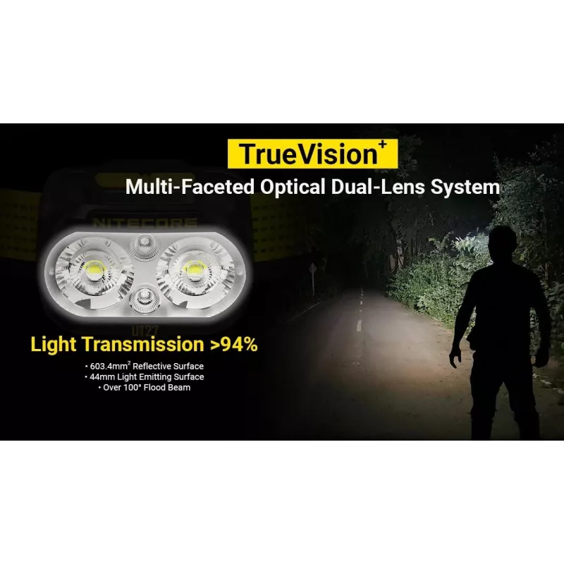Nitecore UT27 MCT juodos/geltonos spalvos LED priekinė lemputė