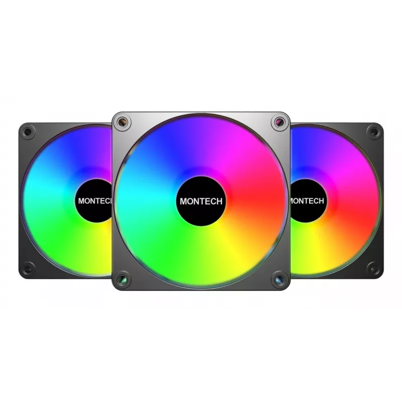 Montech GF120 V2 ARGB 120 mm kompiuterio korpuso ventiliatorius, juodas, 3 vnt.