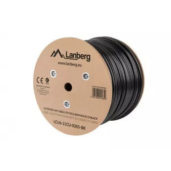 Lanberg LCU6-21CU-0305-BK tinklo kabelis juodas 305 m Cat6 U/UTP (UTP) lauko
