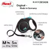 Flexi Black Design M atsitraukiantis šuns pavadėlis, juodo dizaino, 5 m juostos tipas, maks. apkrova 25 kg, ergonomiška rankena