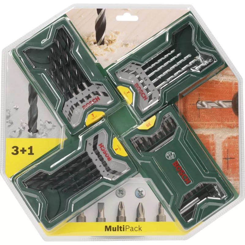 Bosch Mini X-Line Multipack 3+1 grąžtų ir antgalių setas, 46 vnt.