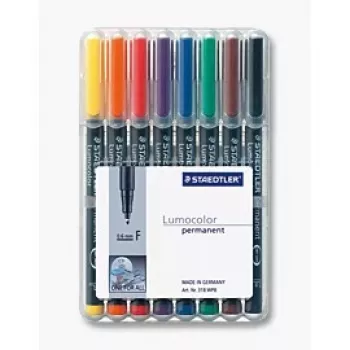 Permanentinis žymeklis Staedtler 318 WP8, 8 vnt. (juoda, mėlyna, ruda, žalia, oranžinė, raudona, violetinė, geltona)