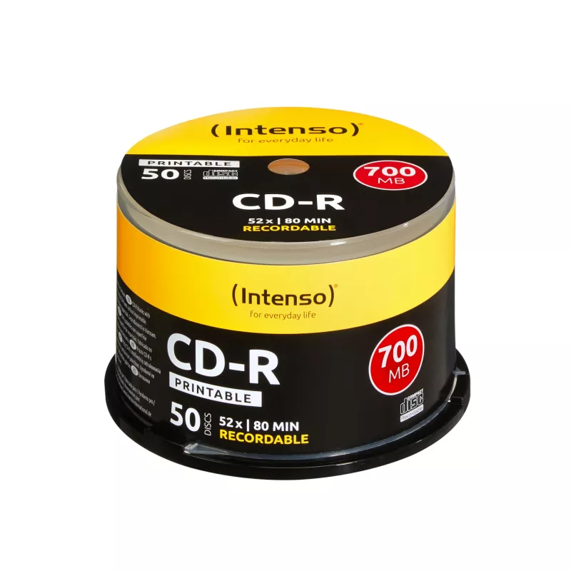 CD-R Intenso 1801125 700 MB 52x Įrašomas Tuščias Diskas, Spausdinamas, 50 vnt. Verpstėje