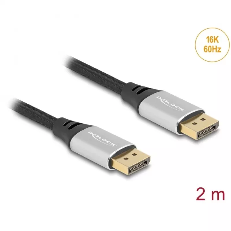 DeLOCK DisplayPort kabelis 16K 60 Hz 2 m sidabrinis metalinis