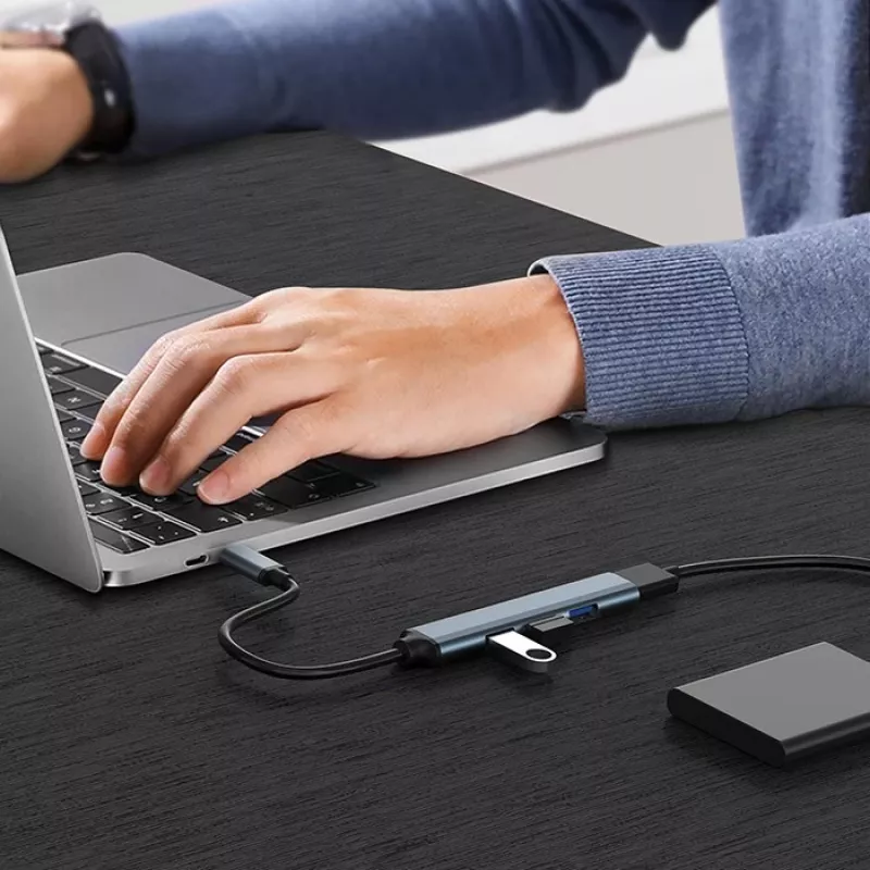USB šakotuvas QOLTEC 53792, USB-C 3.1 į 4 prievadus (USB 3.0 x1, USB 2.0 x3)