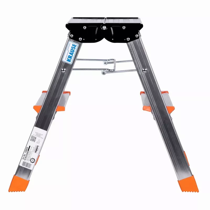 Sulenkiamos kopėčios Krause Treppy Silver 130020 – aliuminis, 2 laipteliai, 150 kg talpa, sulankstytos 55×20 cm, svoris 2 kg