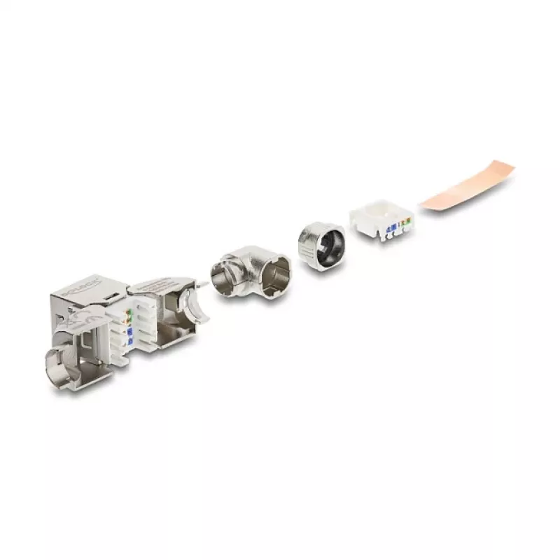DeLOCK Keystone modulis RJ45 kištukas į LSA Cat.6A metalinis fiksatorius beįrankis 90° kampu ekranuotas